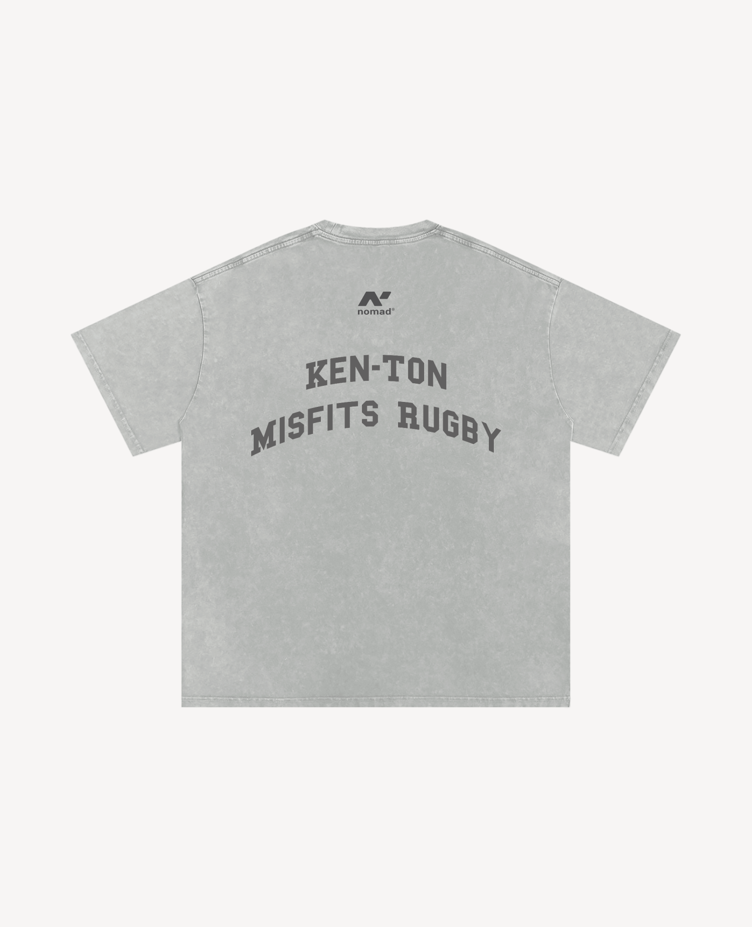 Ken-Ton Misfits Rugby College Font Oversized Tee, Washed Grey