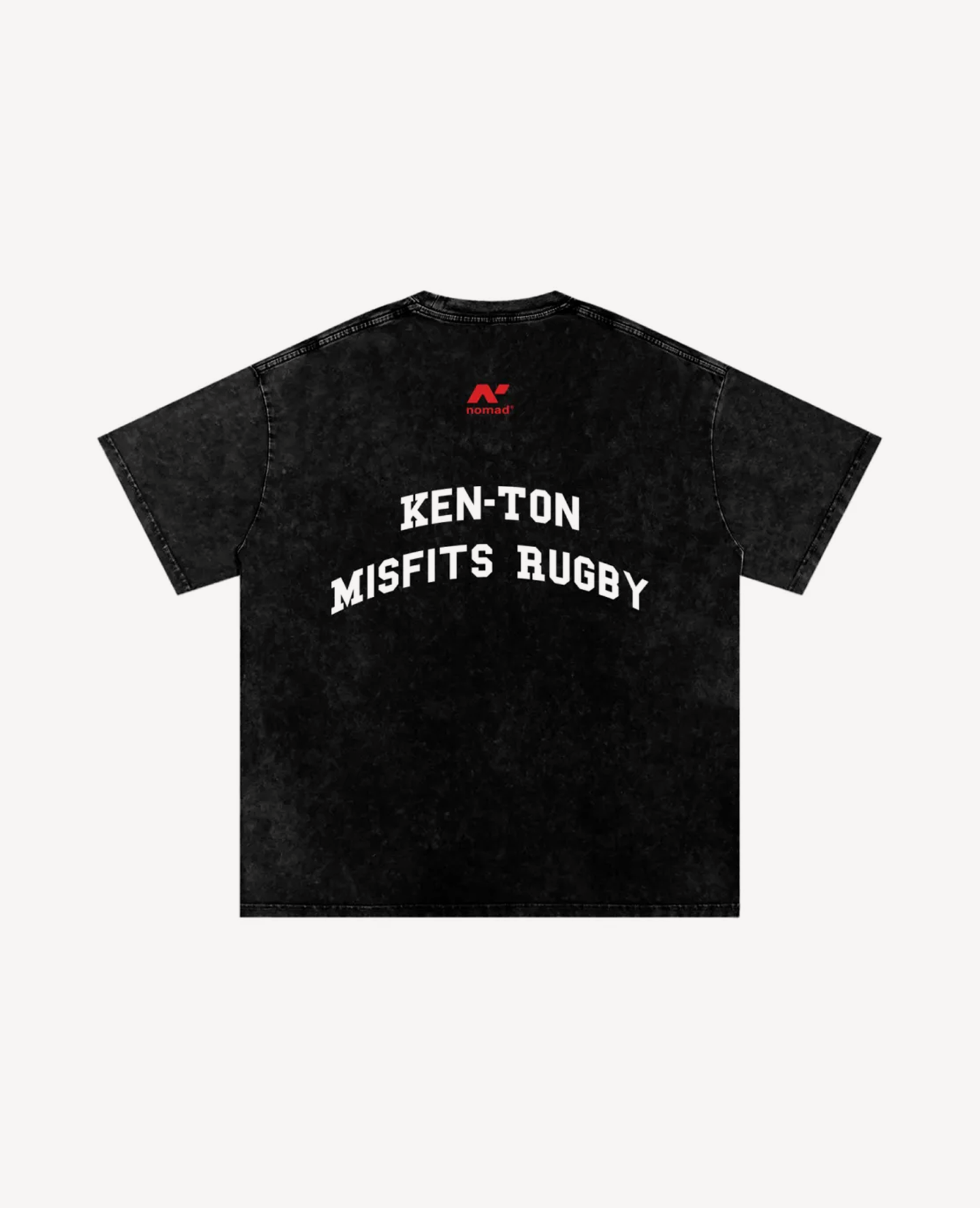 Ken-Ton Misfits Rugby College Font Oversized Tee, Washed Black