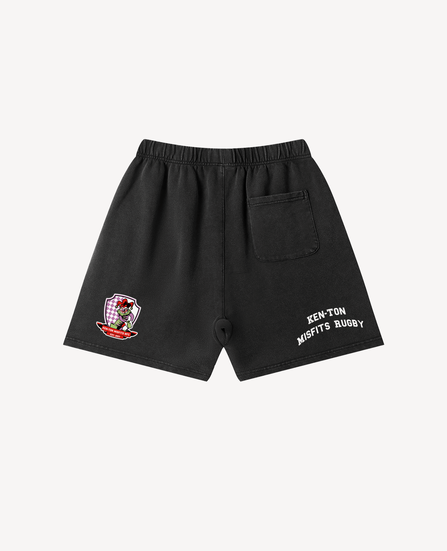 Ken-Ton Misfits Rugby Cotton Shorts, Washed Black