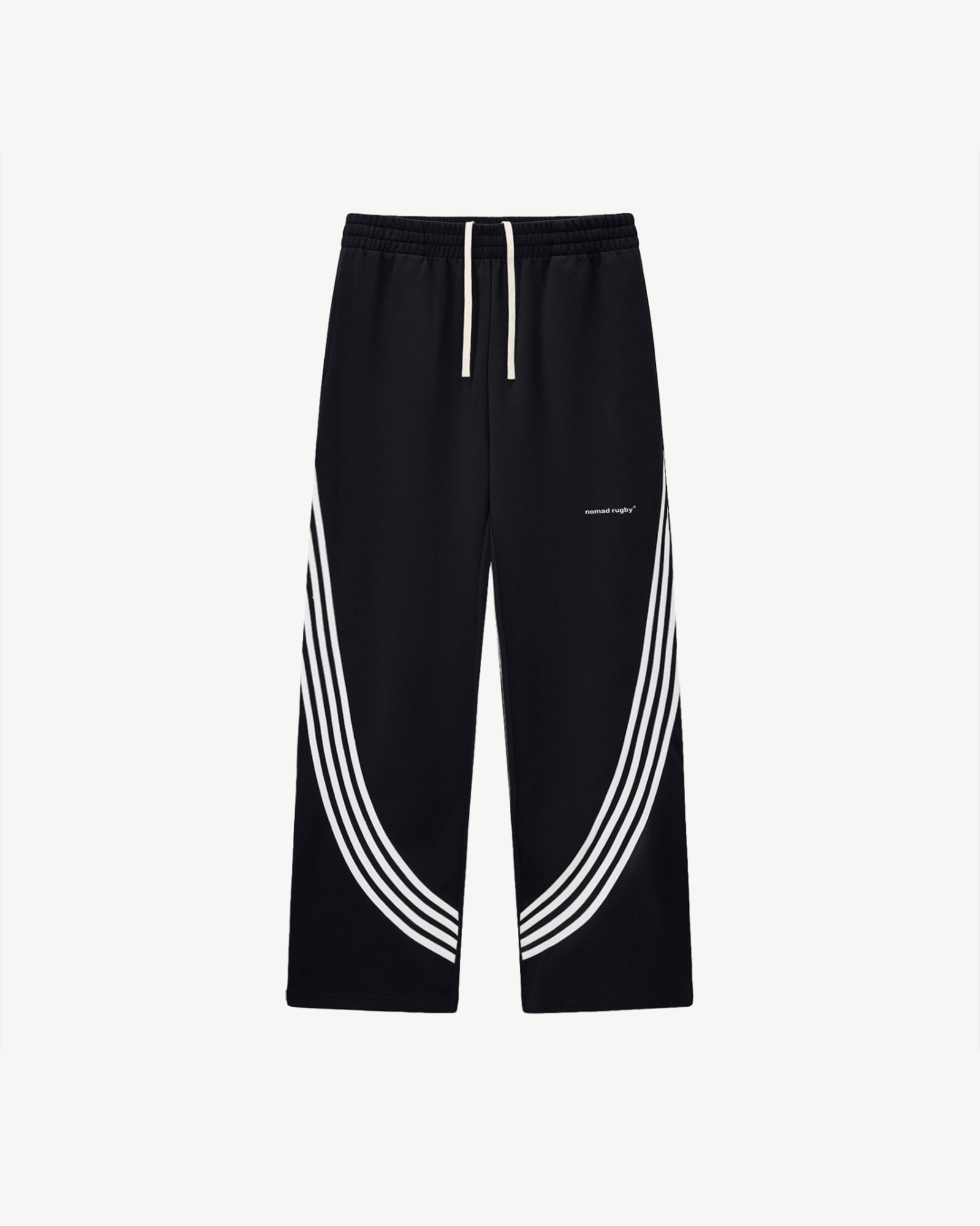 Nomad Rugby Curve Striped Straight Leg Sweatpants, Black