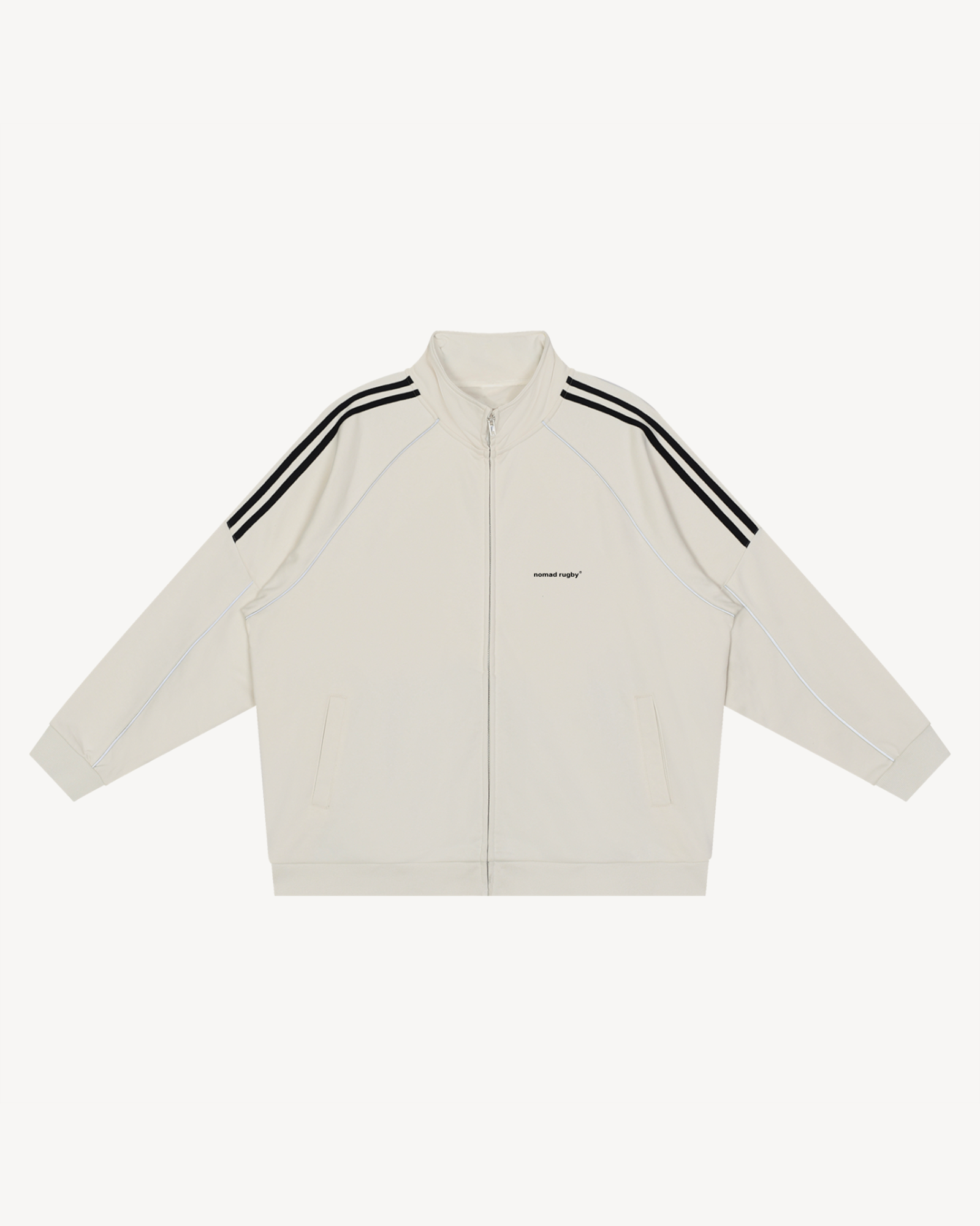 Nomad Rugby Piped Zip Up Jacket, Off White
