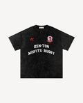 Ken-Ton Misfits Rugby College Font Oversized Tee, Washed Black